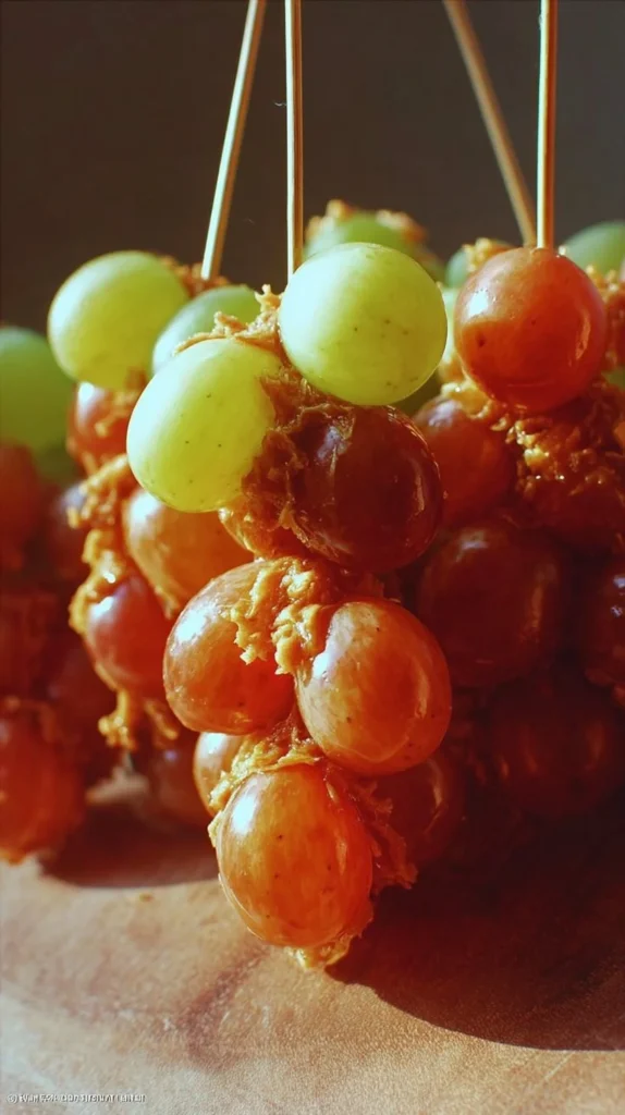 Delicious caramel apple grapes drizzled with sweet caramel sauce