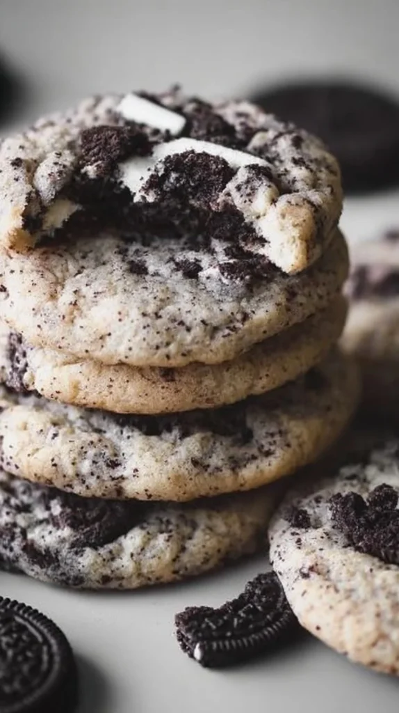 Delicious cookies and cream cookies fresh out of the oven.