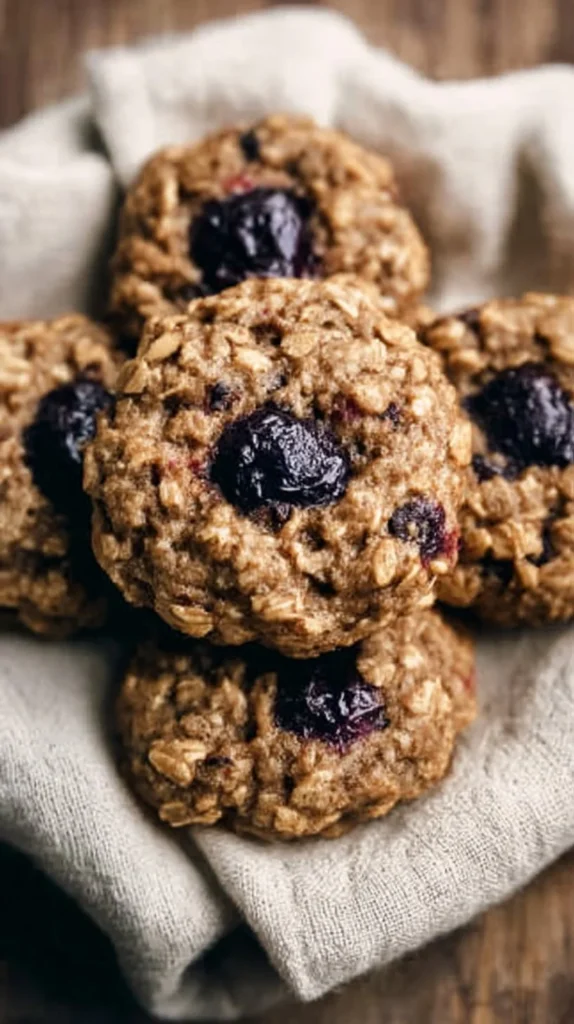 Healthy blueberry oatmeal cookies on a plate
