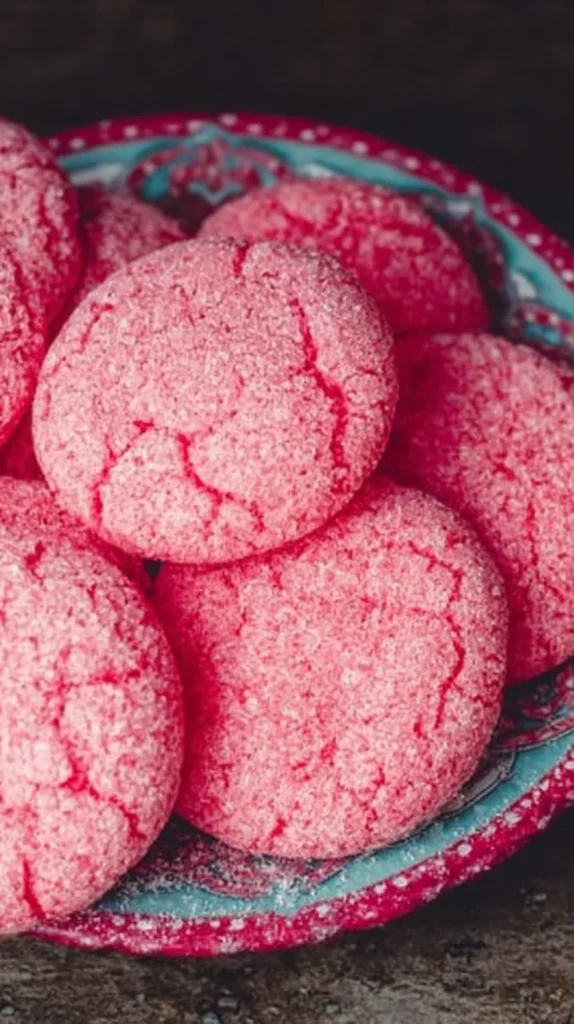 A plate of colorful Mexican Pink Cookies decorated with sugar, showcasing their traditional design.