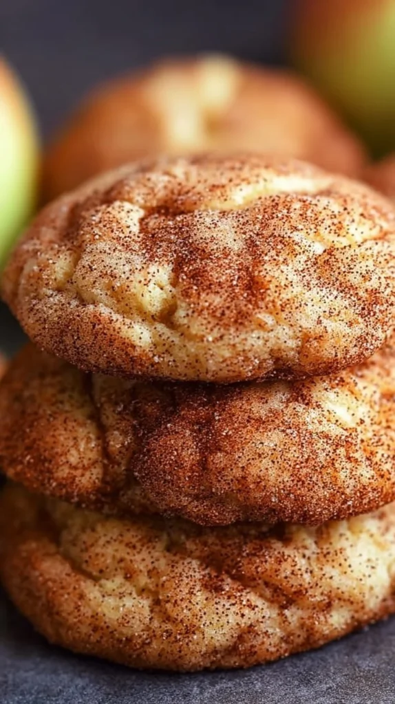 Quick homemade Apple Cinnamon Snickerdoodle Cookies on a plate