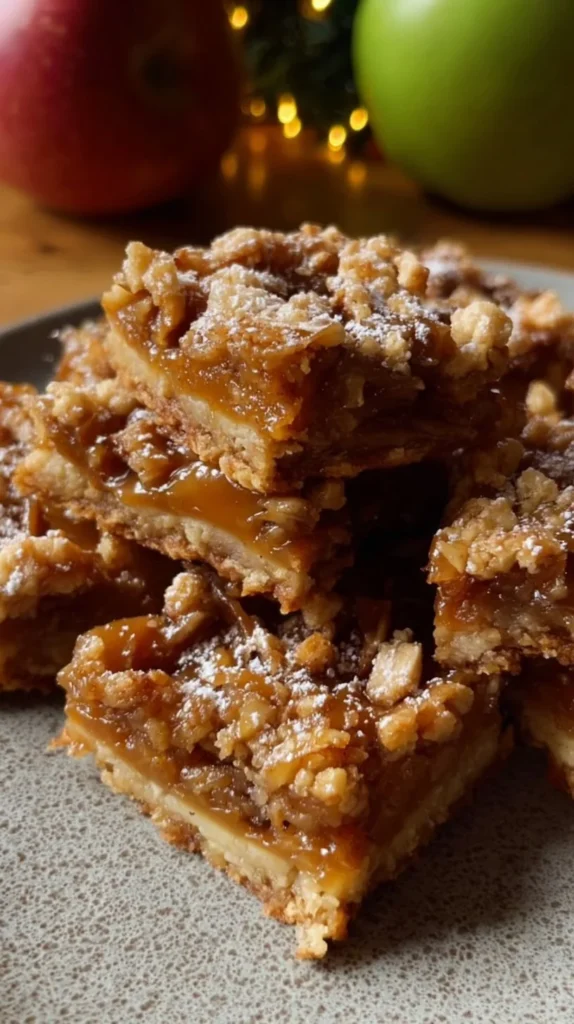 Delicious salted caramel apple pie bars with a buttery crust and sweet apple filling