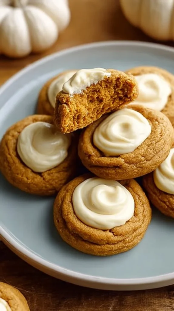 Soft pumpkin spice cookies filled with a rich cheesecake center