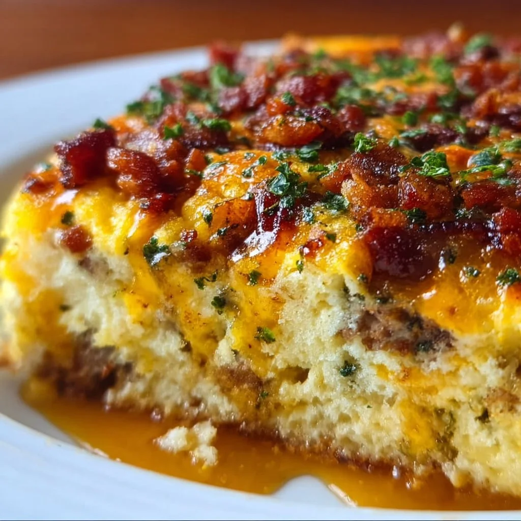 Delicious Crack Breakfast Casserole topped with cheese and herbs, perfect for brunch.