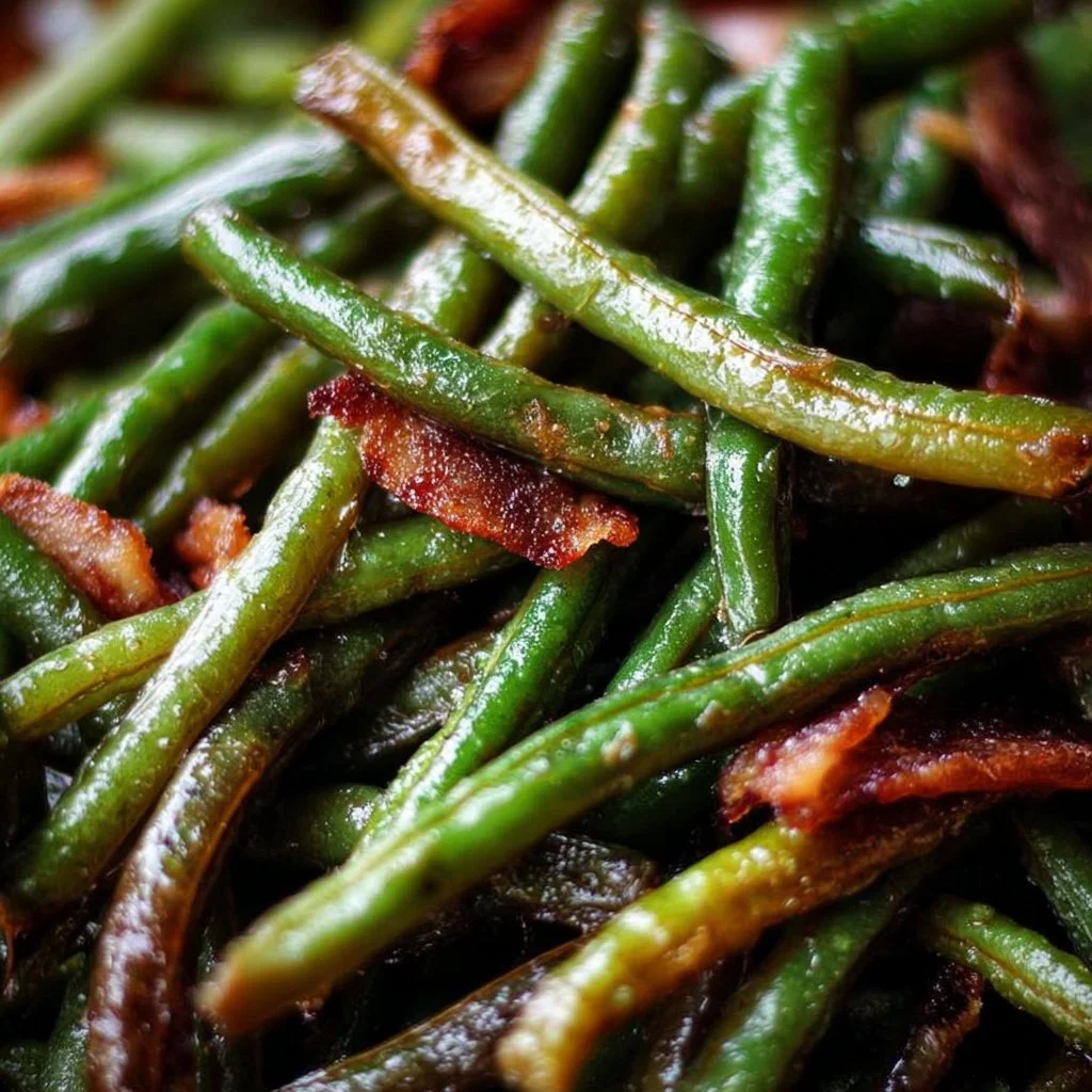 Freshly cracked green beans ready for cooking or serving in a dish