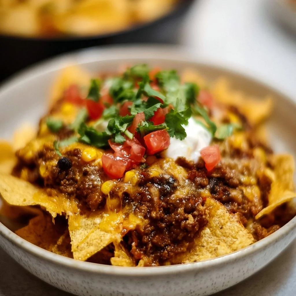 Delicious Crockpot Taco Casserole served in a bowl with toppings
