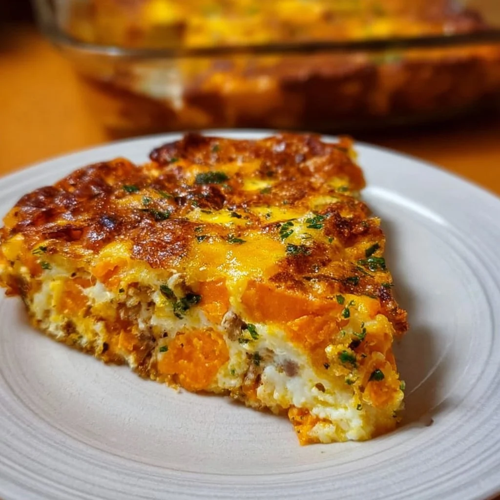 Easy Sweet Potato Egg Casserole 1 Easy sweet potato egg casserole baked to perfection for a delicious meal.