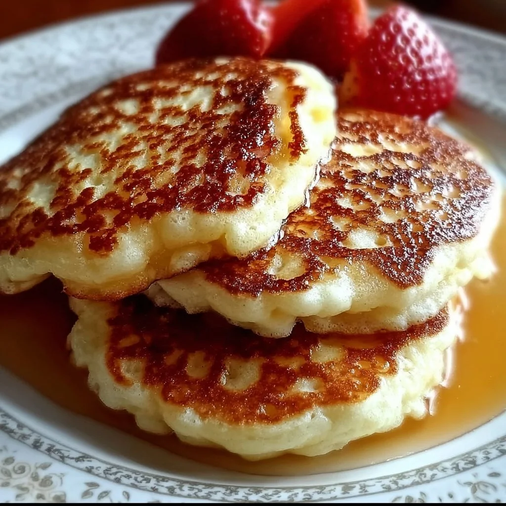 Delicious gluten-free cottage cheese pancakes served with fresh fruit