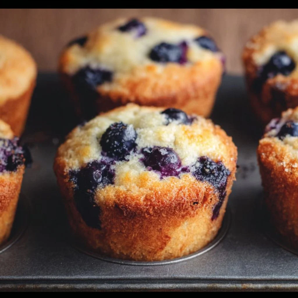 High protein cottage cheese blueberry muffins fresh out of the oven