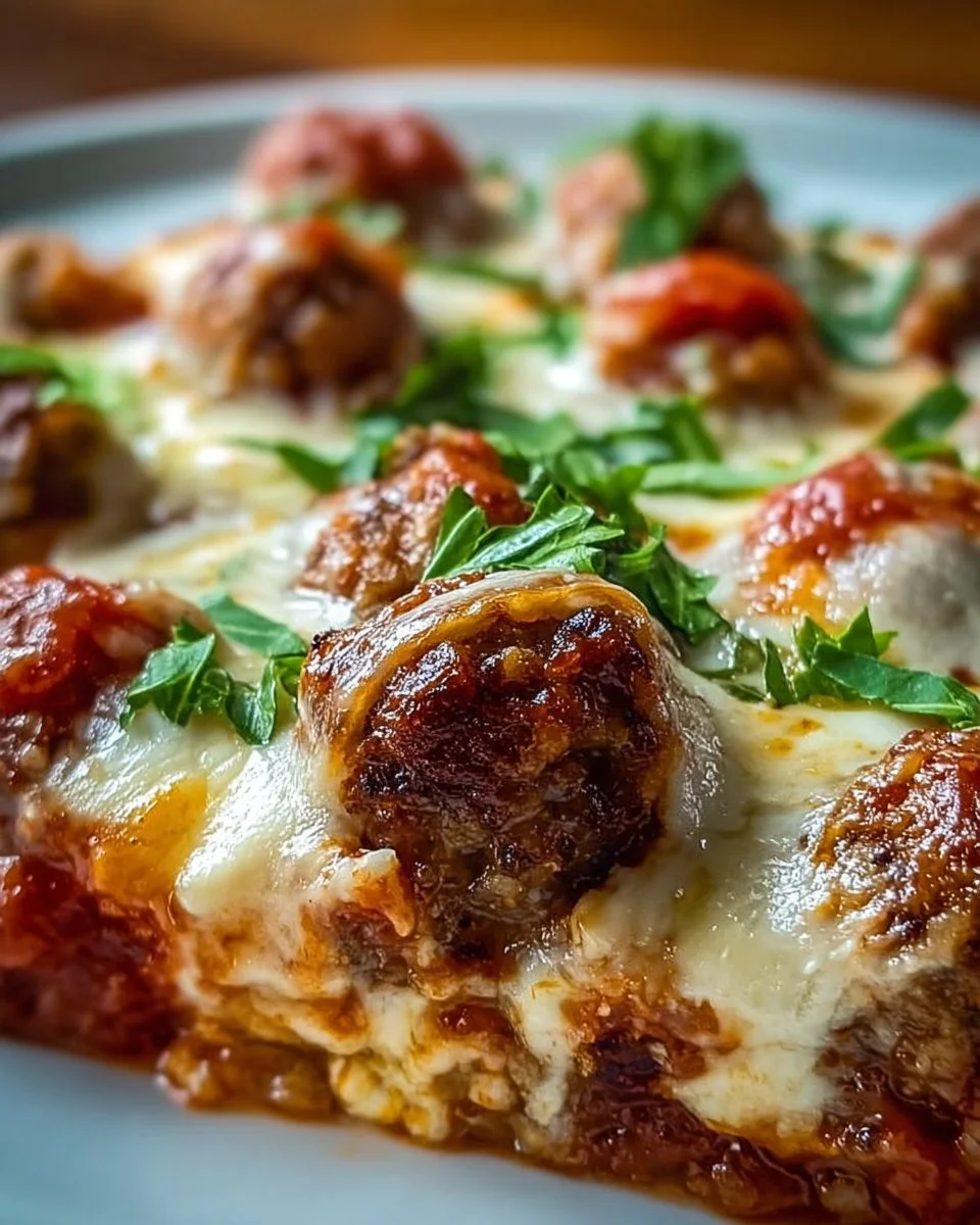 Irresistible Keto Meatball Parmesan Casserole – Cheesy Low-Carb Comfort Food 1 Cheesy Keto Meatball Parmesan Casserole served in a baking dish