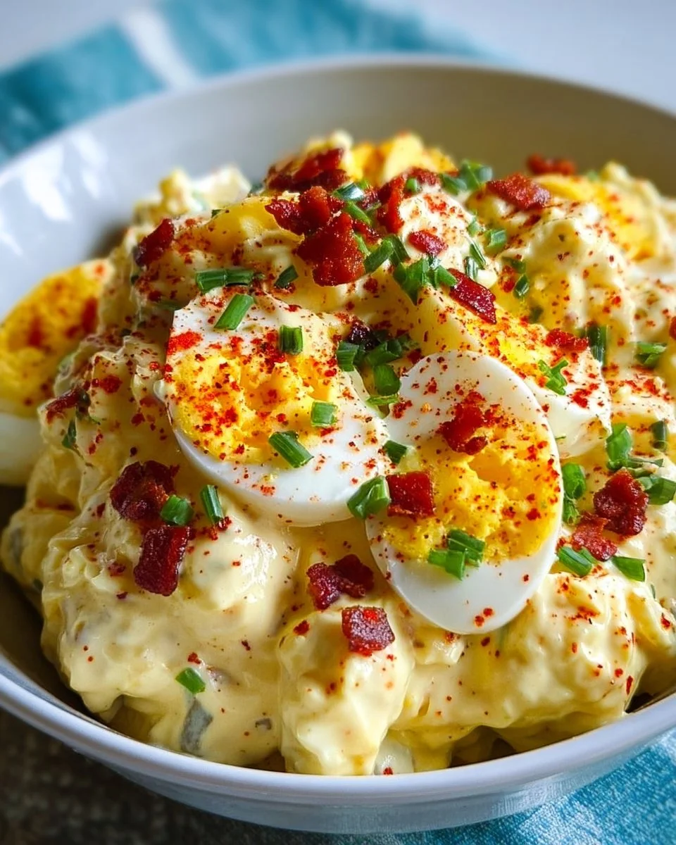 Keto Deviled Egg Salad – Easy, Creamy, and Low-Carb 1 Creamy Keto Deviled Egg Salad served in a bowl, garnished with herbs.