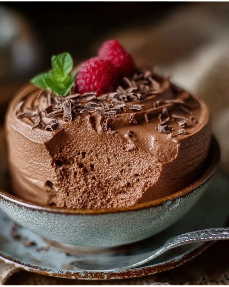 Keto Fluffy Chocolate Mousse Recipe 1 Delicious keto fluffy chocolate mousse served in a dessert bowl