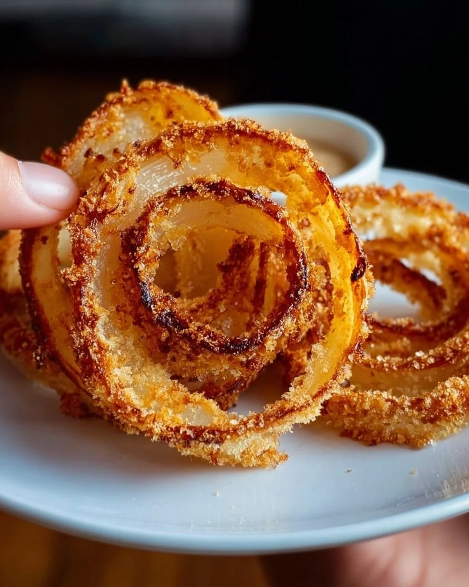 Low-Carb Baked Onion Rings 1 Delicious low-carb baked onion rings on a plate