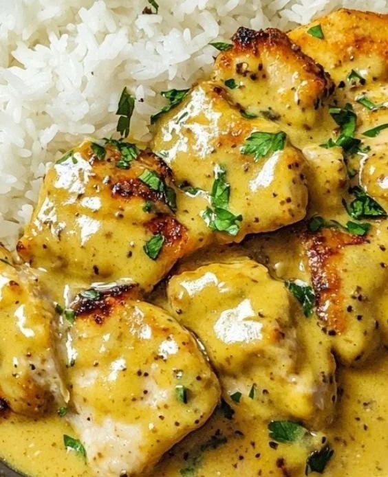 Hähnchen in Honig-Senf-Sauce